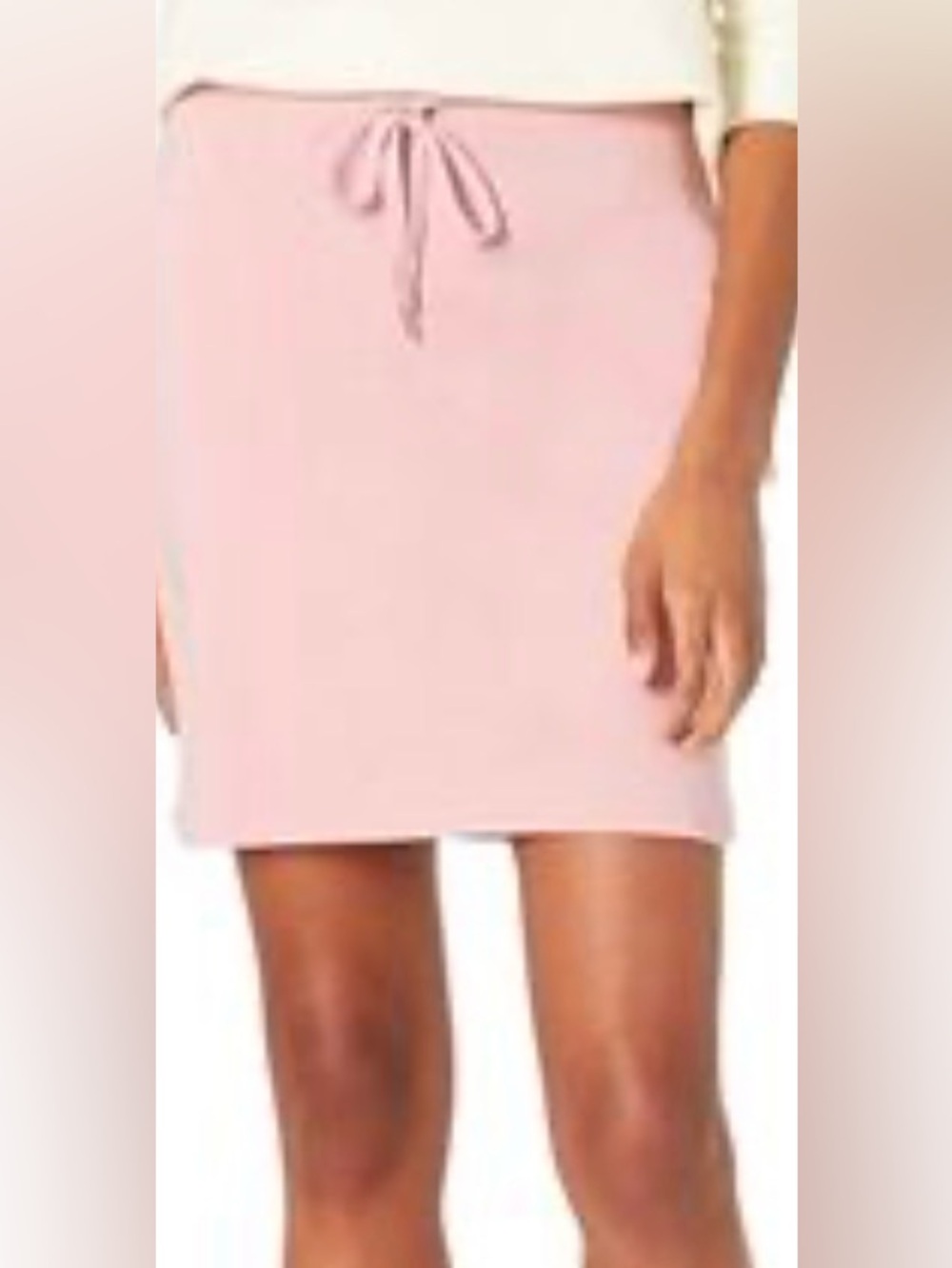 Daily Ritual Mauve Knit Short Pencil Skirt with Drawstring Waist L for Women
